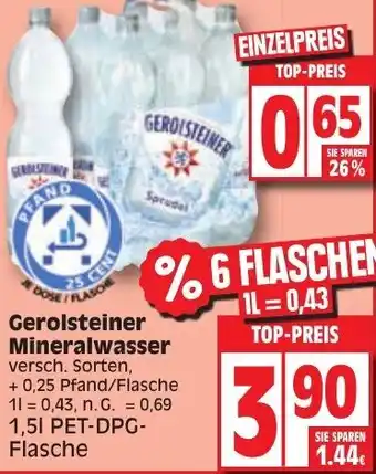 Edeka Gerolsteiner Mineralwasser 1,5 L PET DPG Flasche Angebot