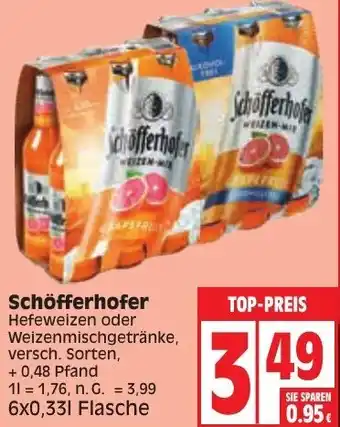 Edeka Schöfferhofer Hefeweizen oder Weizenmischgetränke 6x0,33 L Flasche Angebot