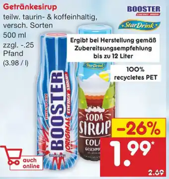 Netto Marken-Discount booster Getränkesirup 500ml Angebot