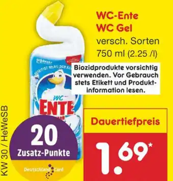 Netto Marken-Discount WC-Ente WC Gel 750ml Angebot