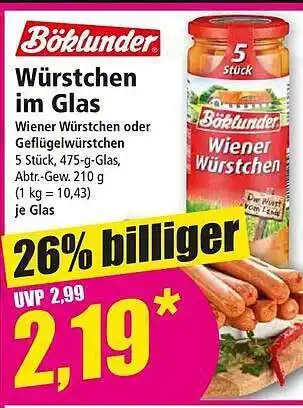 Norma Böklunder würstchen im glas Angebot