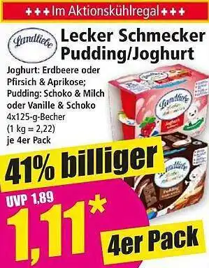 Norma Landliebe lecker schmecker pudding oder joghurt Angebot