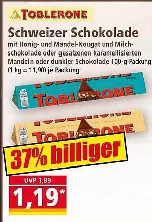 Norma Toblerone schweizer schokolade Angebot