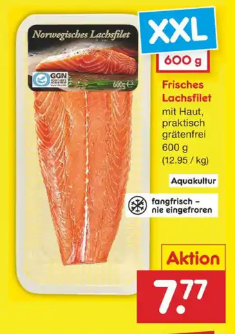 Netto Marken-Discount Frisches Lachsfilet 600g Angebot