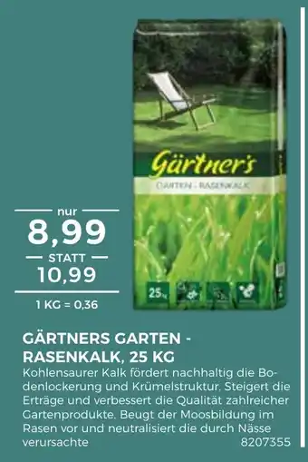 BBM Baumarkt Gartner's Garten-Rasenkalk 25kg Angebot