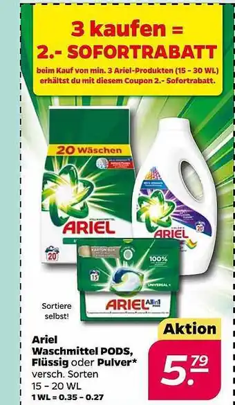 NETTO Ariel waschmittel pods, flüssig oder pulver Angebot