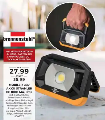 BBM Baumarkt Brennenstuhl Mobiler Akku LED Strahler | PF1000 MA IP65 Angebot