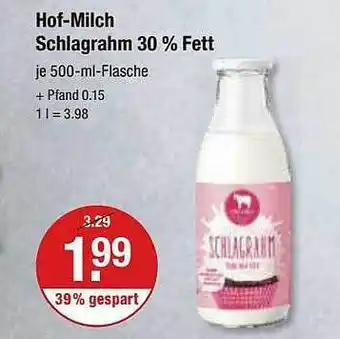 V Markt Hof-milch schlagrahm 30 % fett Angebot