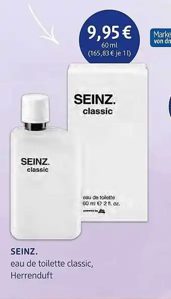 dm drogerie Seinz. eau de toilette classic, herrenduft Angebot