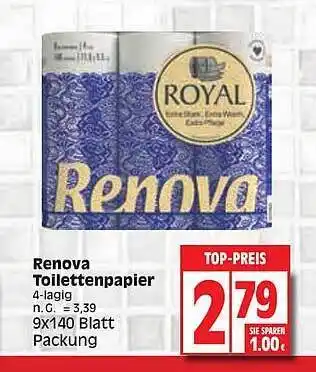 Edeka Renova toilettenpapier Angebot