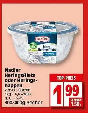 Elli Markt Nadler heringsfilets oder heringshappen Angebot