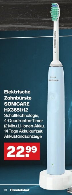Handelshof Philips Elektrische Zahnbürste Sonicare HX3651/12 Angebot