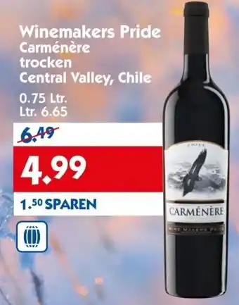 Hol'ab Getränkemarkt Winemakers Pride Carménère trocken Central Valley, Chile 0.75 Ltr. Angebot