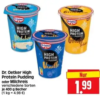 Edeka Herkules Dr. Oetker High Protein Pudding oder Milchreis 400 g Becher Angebot