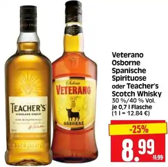 Edeka Herkules Veterano Osborne Spanische Spirituose oder Teacher's Scotch Whisky 0,7 L Flasche Angebot