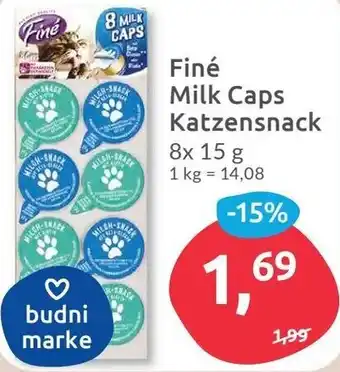 Budni Finé Milk Caps Katzensnack 8x15 g Angebot