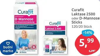 Budni Curafit Laktase 2500 oder D-Mannose Sticks 120/20 Stück Angebot