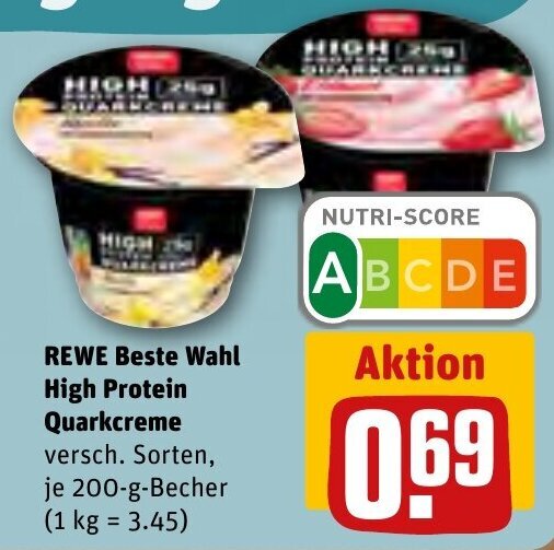 Rewe Beste wahl High Protein Quarkcreme 200 g Becher Angebot bei REWE