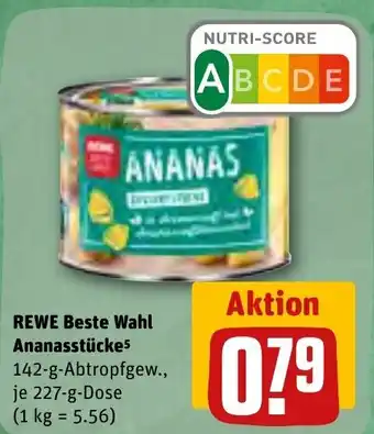 REWE Rewe Beste Wahl Ananasstücke 227 g Dose Angebot