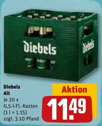 REWE Diebels Alt 0,5 l Fl. Angebot