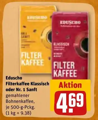 REWE Eduscho Filterkaffe Klassisch oder Nr. 1 Sanft 500 g Pckg. Angebot