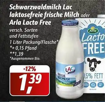 Simmel Schwarzwaldmilch lac laktosefreie frische milch oder arla lacto free Angebot