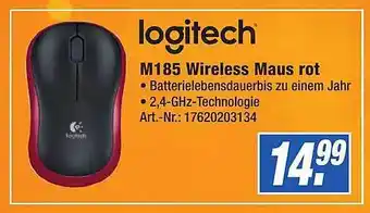 Expert Technomarkt Logitech m185 wireless maus rot Angebot