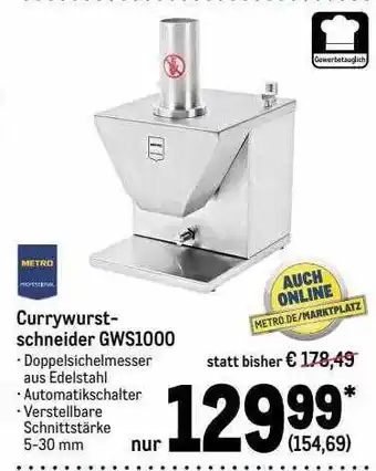 METRO Currywurst schneider gws1000 Angebot