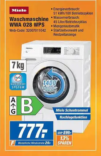 Expert Miele waschmaschine wwa 028 wps Angebot