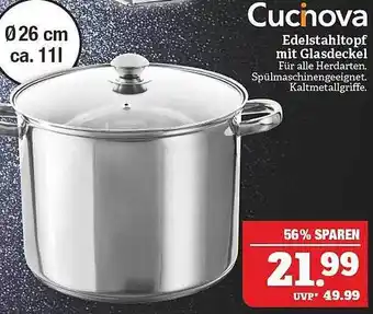 Marktkauf Cucinova edelstahltopf mit glasdeckel Angebot