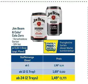 METRO Jim beam & cola oder cola zero Angebot