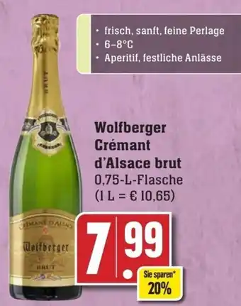 Edeka Wolfberger Crémant d'Alsace Brut 0,75 L Flasche Angebot