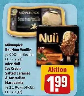 REWE Mövenpick bourbon vanille oder nuii ice cream salted caramel & australian macadamia Angebot