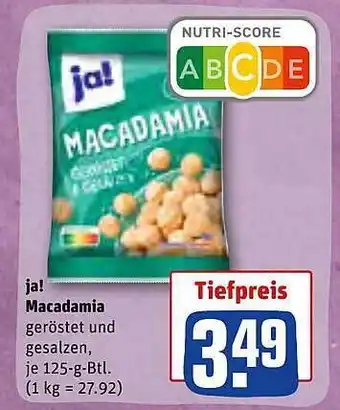 REWE Ja! macadmia Angebot