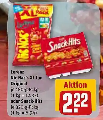 REWE Lorenz nic nac's xl fun original oder snack-hits Angebot