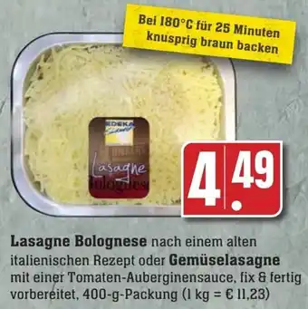 Edeka Lasagne Bolognese oder Gemüselasagne 400 g Packung Angebot