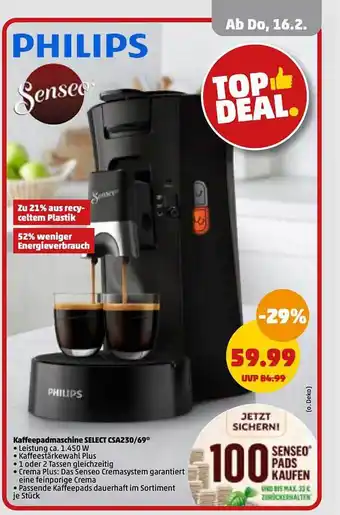 PENNY Philips kaffeepadmaschine select csa23-60 Angebot