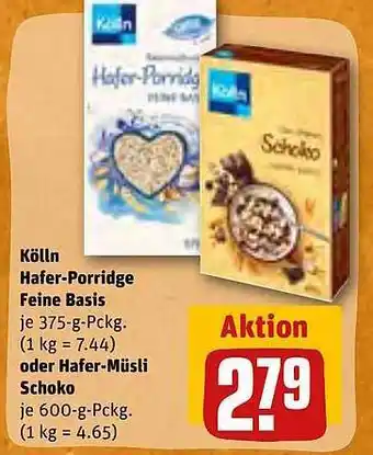 REWE Kölln hafer-porridge feine basis oder hafer-müsli schoko Angebot