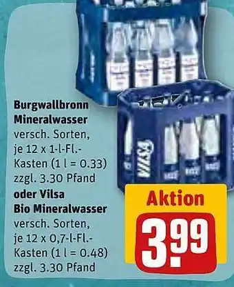 REWE Burgwallbronn mineralwasser oder vilsa bio mineralwasser Angebot