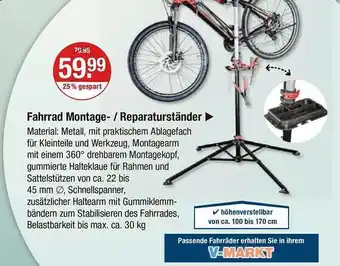 V Markt Fahrrad montage - reparaturständer Angebot