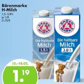 Trink und Spare Bärenmarke H-Milch 1,0 L Angebot