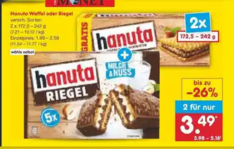 Netto Marken-Discount Ferrero Hanuta Waffel o. Riegel 2*173-242g Angebot