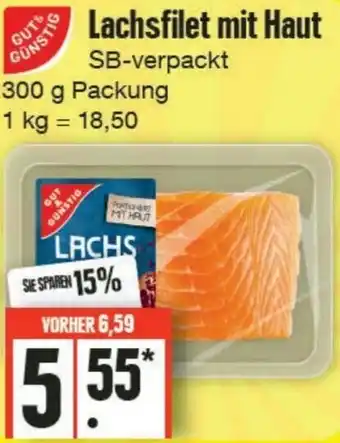 Edeka Frischemarkt Gut & Günstig Lachsfilet mit Haut 300 g Packung Angebot