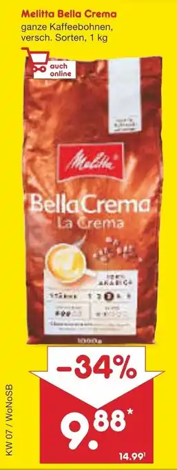 Netto Marken-Discount Melitta Bella Crema 1 kg Angebot