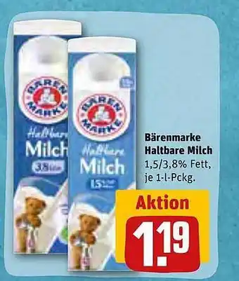 REWE Bärenmarke haltbare milch Angebot