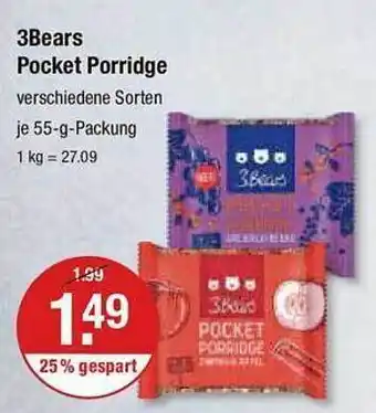 V Markt 3bears pocket porridge Angebot