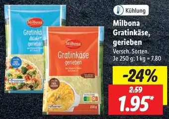 Lidl Milbona Gratinkäse, gerieben 250 g Angebot