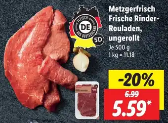 Lidl Metzgerfrisch Frische Rinderrouladen, ungerollt 500 g Angebot