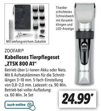 Lidl Zoofari Kabelloses Tierpflegeset ZTSK 800 A1 Angebot