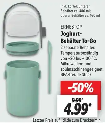 Lidl Ernesto Joghurt Behälter To Go Angebot